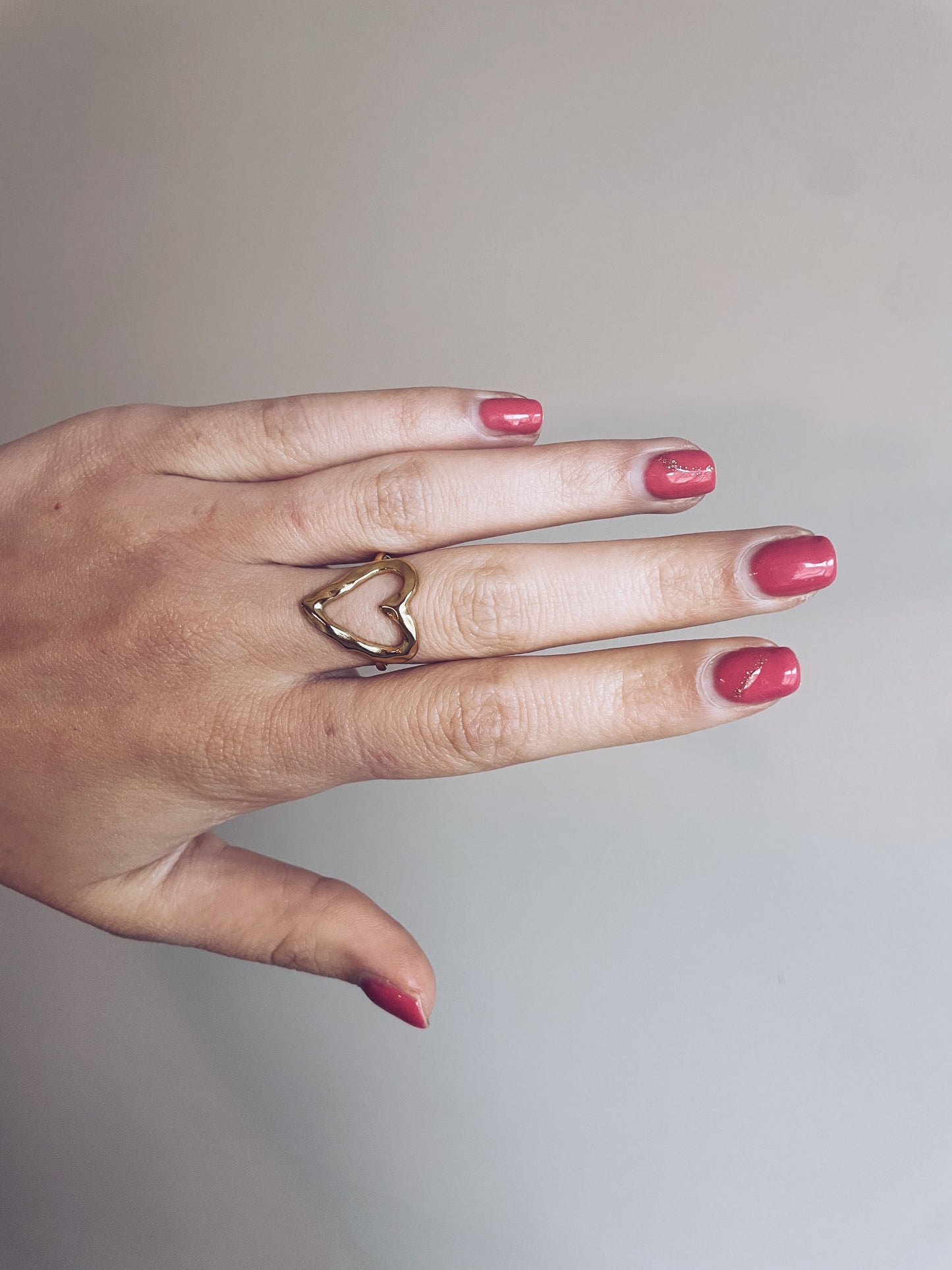 Open heart ring goud