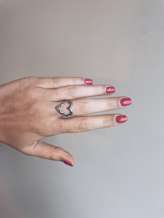 Open heart ring zilver