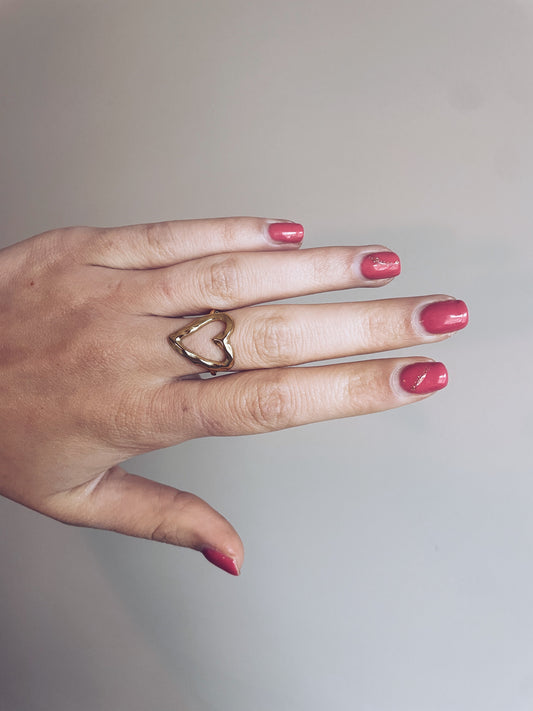 Open heart ring goud