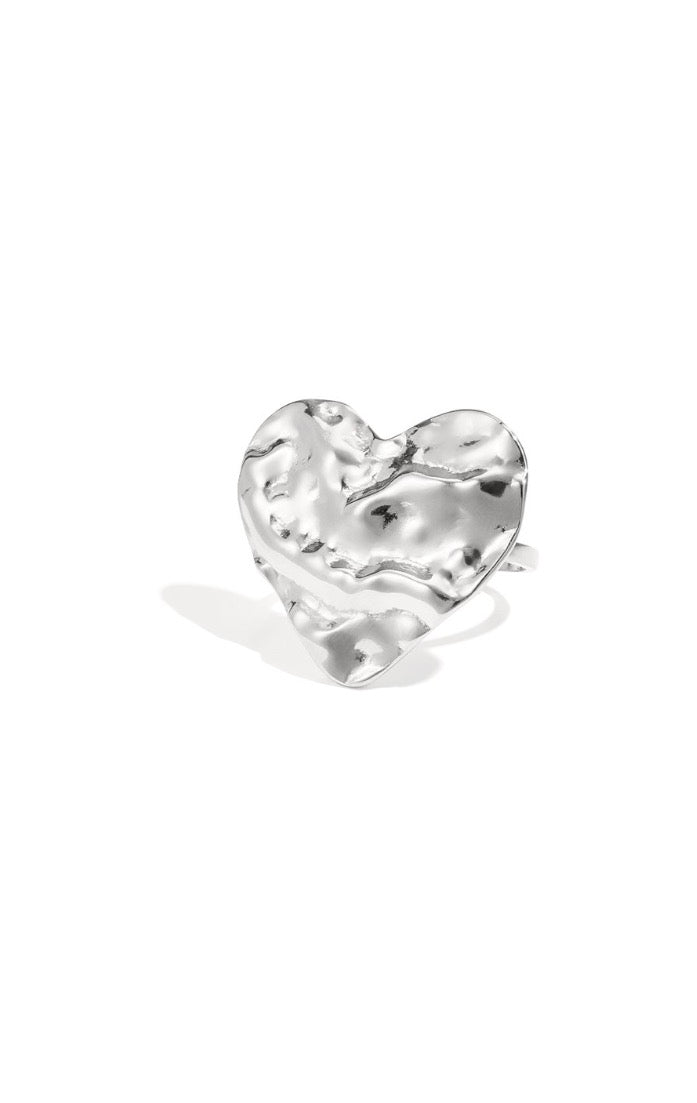 Soft heart ring zilver