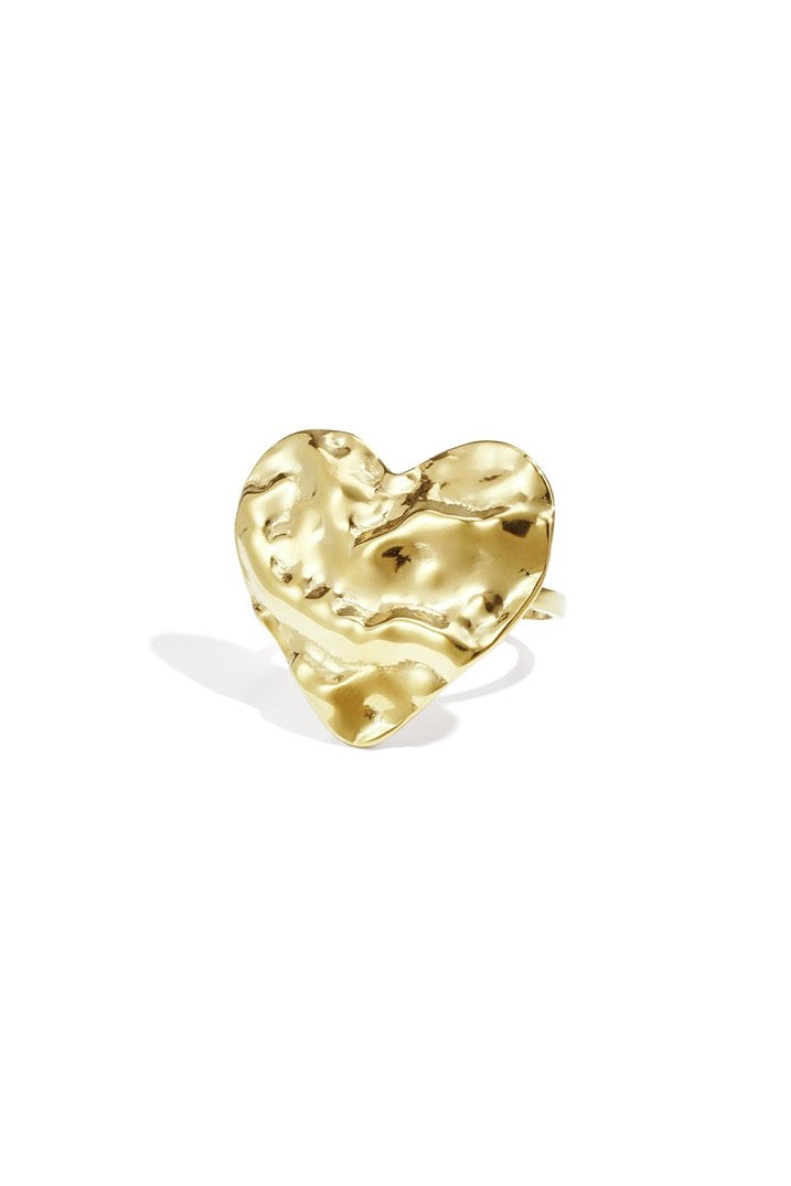 Soft heart ring gold